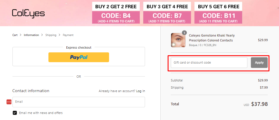How do I use my Coleyes discount code?