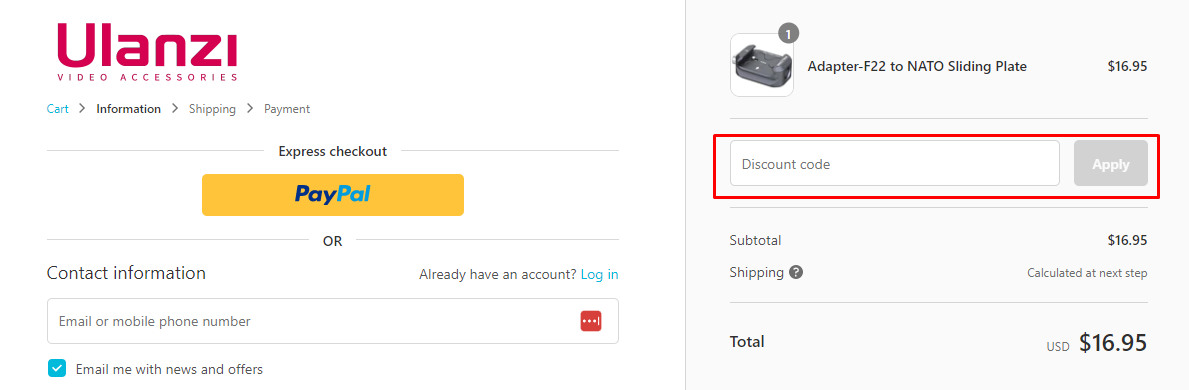 How do I use my Ulanzi discount code?