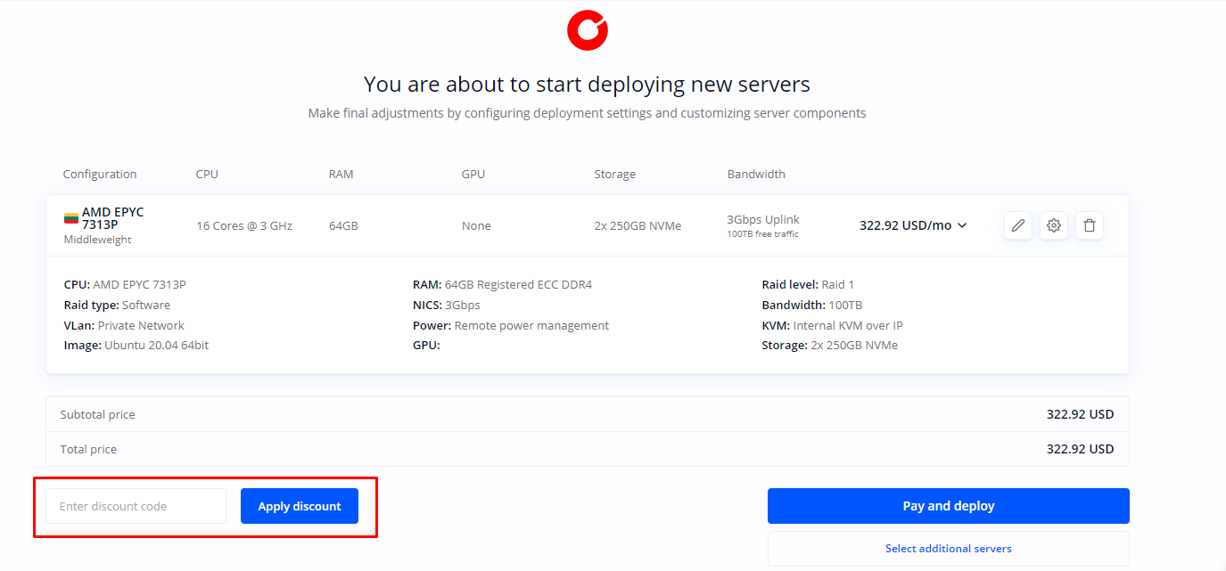 How do I use my Cherry Servers discount code?