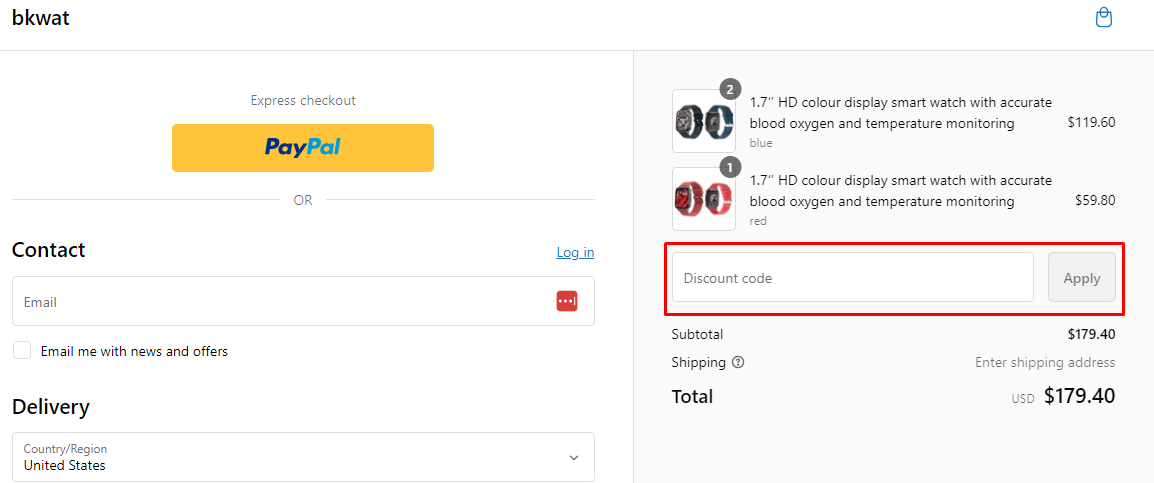 How do I use my Bkwat discount code?