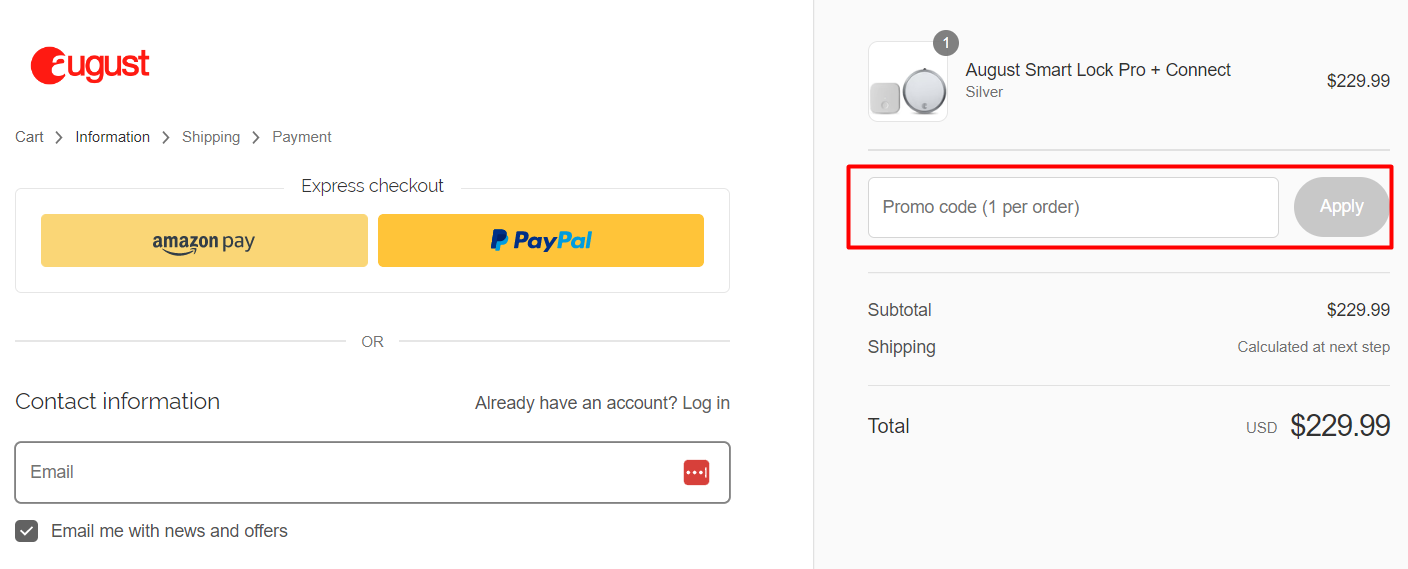 How do I use my August Home promo code?