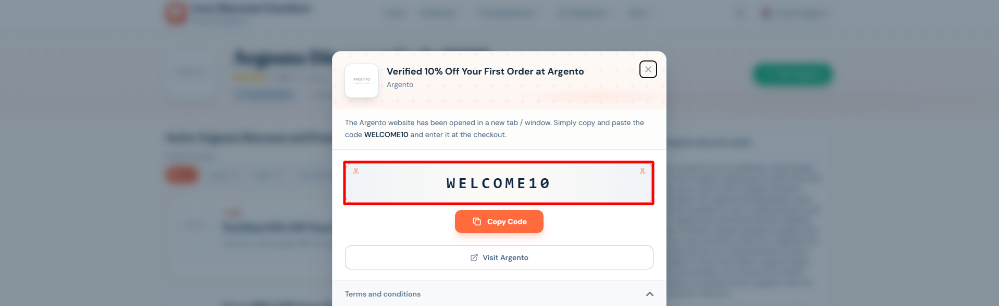 An Argento promo code on Love Discount Vouchers