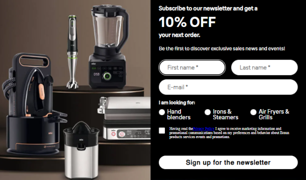 10% discount for signing up