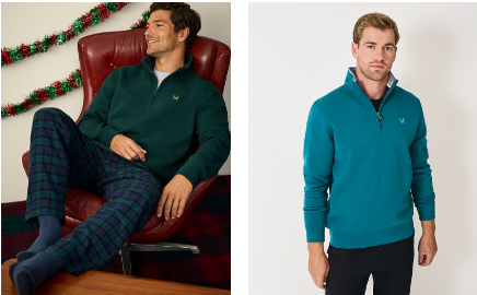 two men wearing some of fthe Crew Clothing clothing with distinct poses