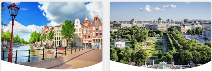 Zwei Bilder, die einen jeweils anderen Teil einer schönen Statd abbilden