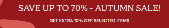 Autumn sales for 70% off