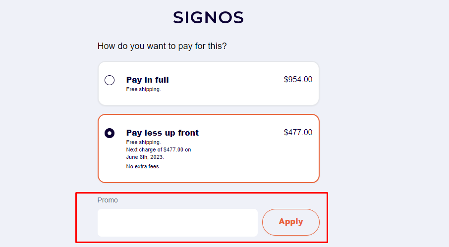 How do I use my Signos promo code?