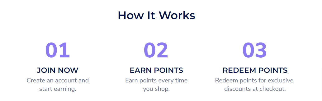 Text on a white background showing steps to take when joining the Healthycell rewards club