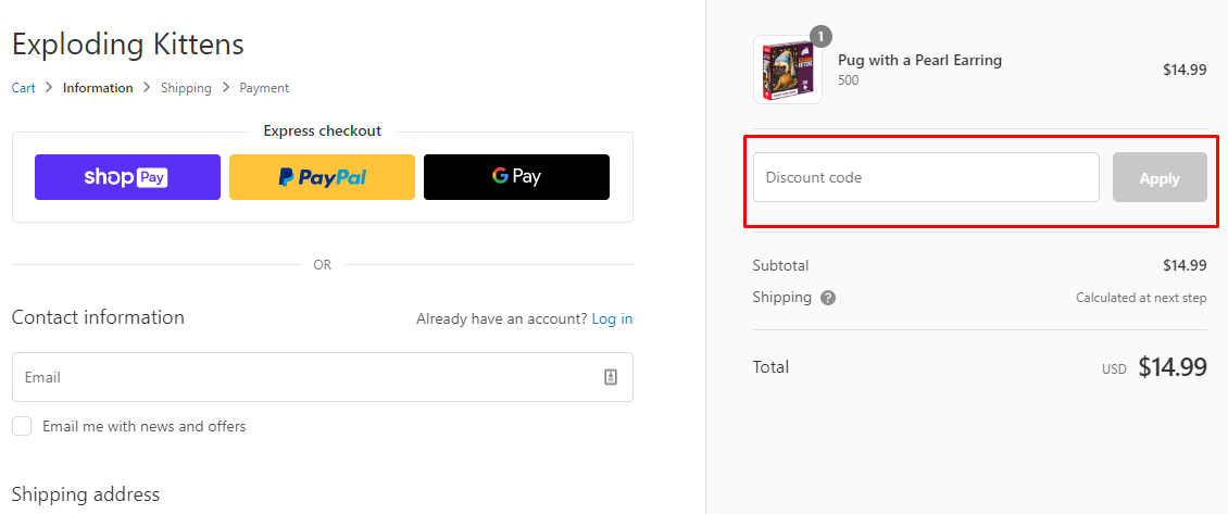 How do I use my Exploding Kittens discount code?