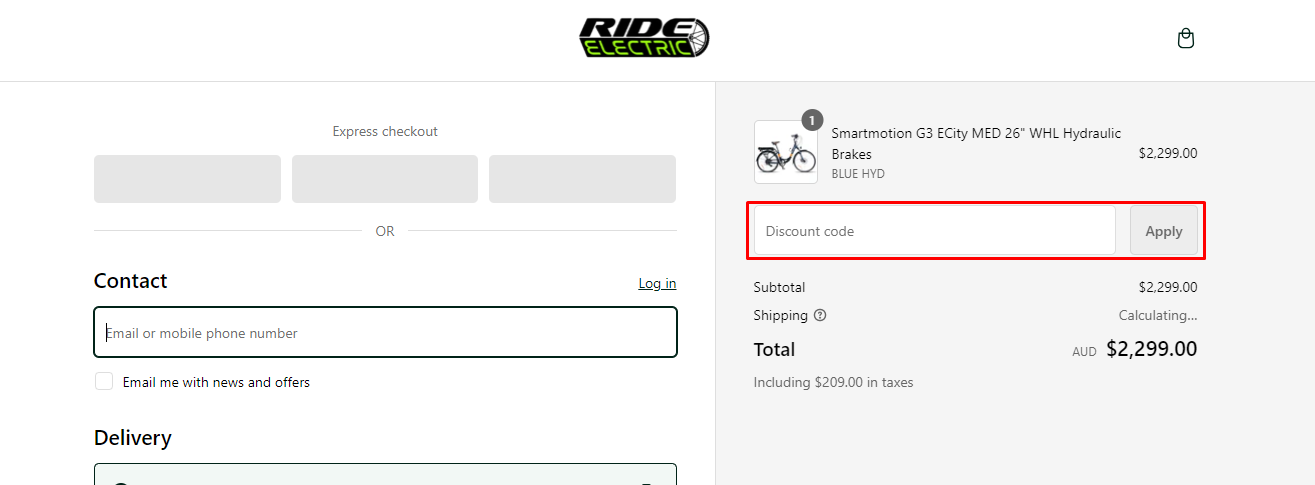 How do I use my Ride Electric discount code?