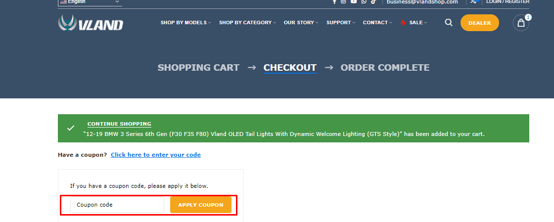 How do I use my VLAND Coupon code?