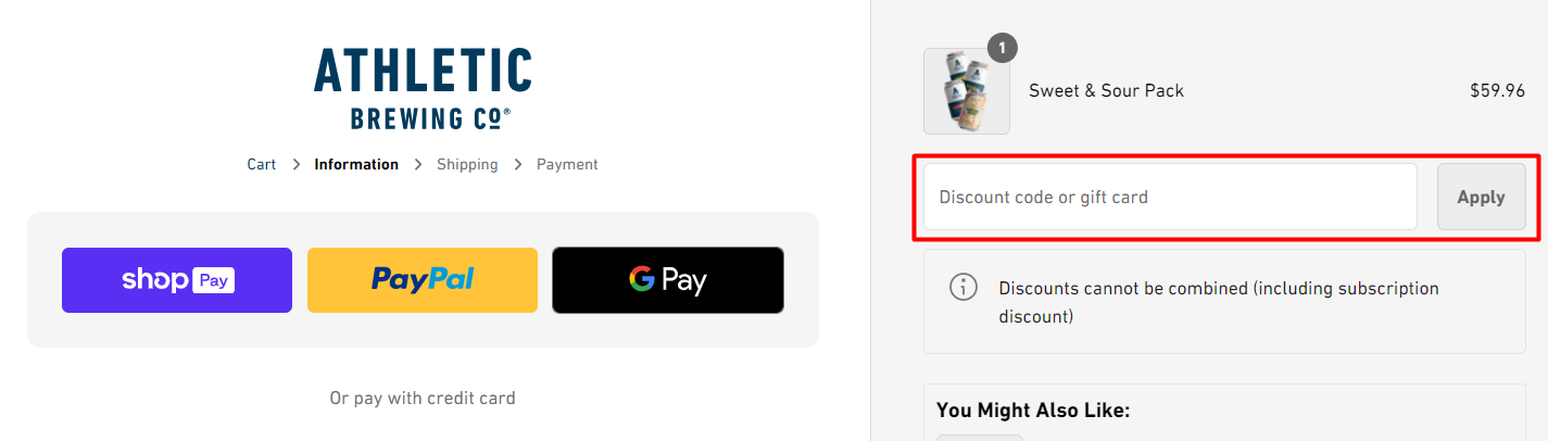 How do I use my Athletic Brewing Co. discount code?