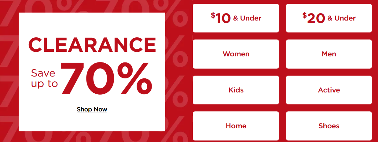 Red background and sales at Kohl's collections in a white background with red writing
