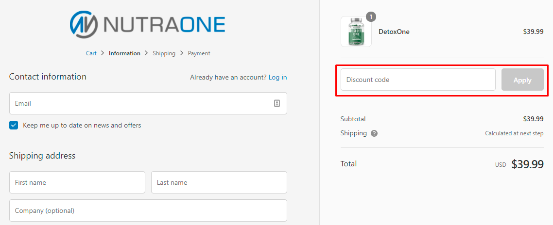 How do I use my NutraOne discount code?