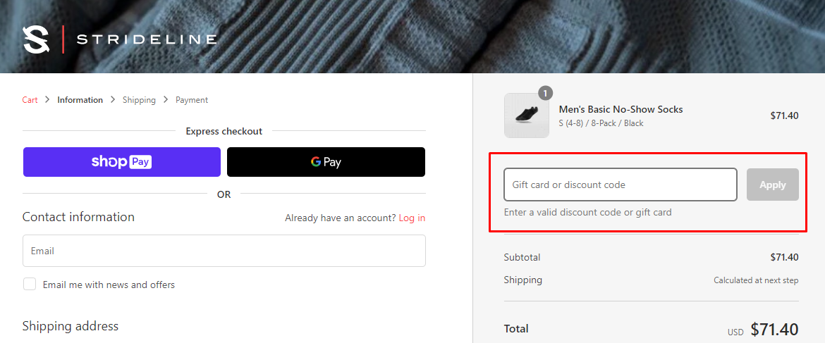 How do I use my Strideline discount code?