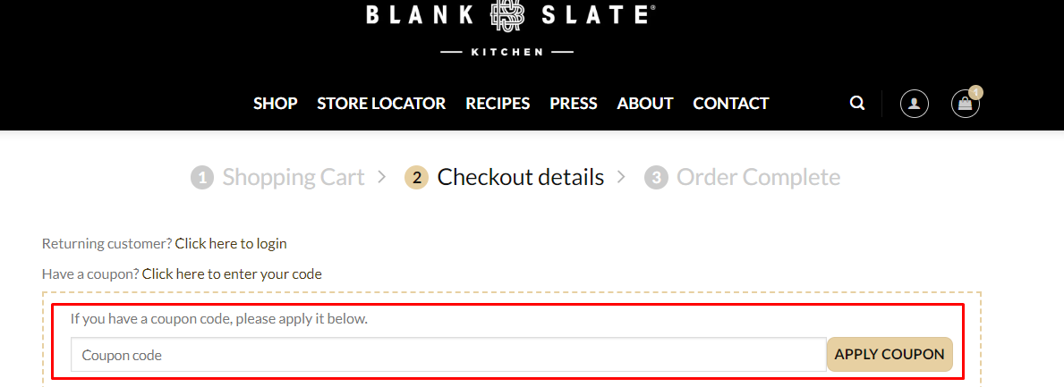 How do I use my Blank Slate Kitchen coupon code?