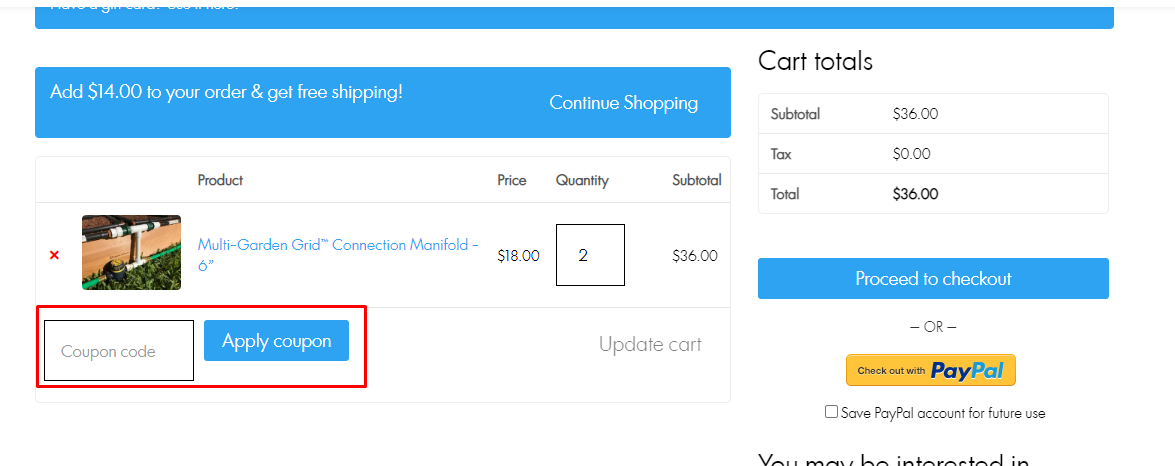 How do I use my Garden In Minutes coupon code?