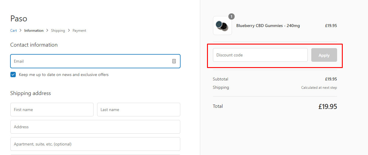 How do I use my Paso CBD discount code?