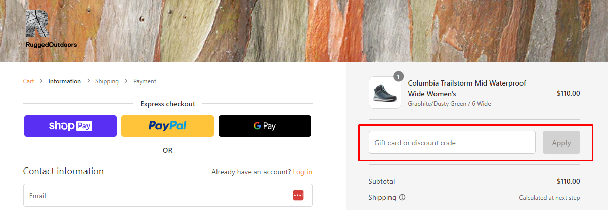 How do I use my Rugged Outdoors discount code?