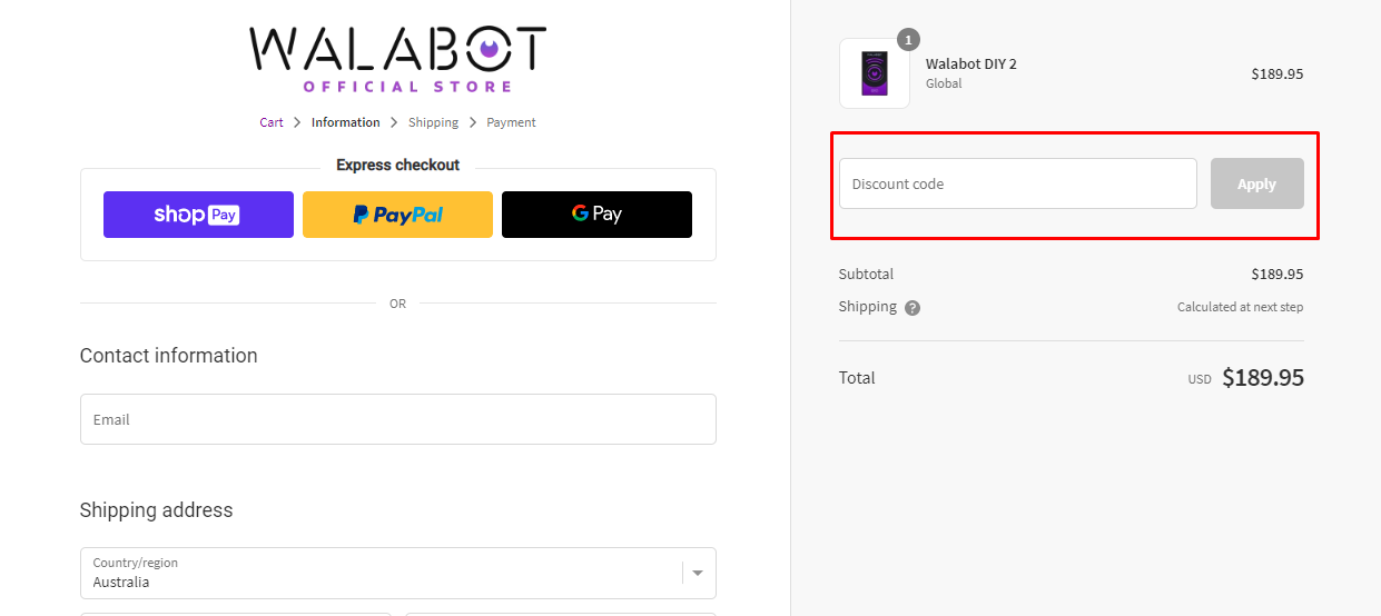 How do I use my Walabot discount code?