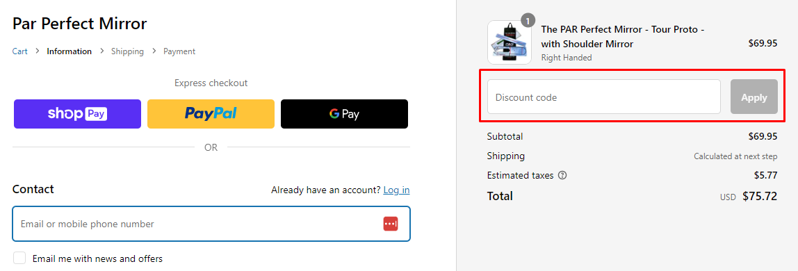 How do I use my PAR Perfect Golf discount code?