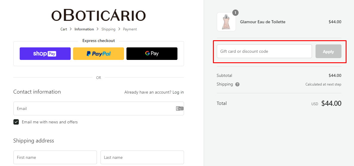 How do I use my oBoticario discount code?
