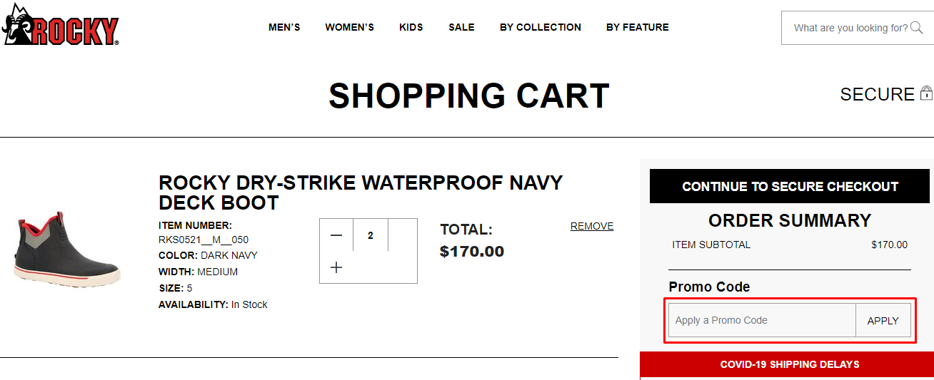 How do I use my Rocky boots promo code?