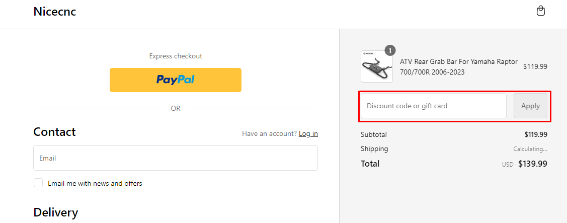 How do I use my Nicecnc discount code?