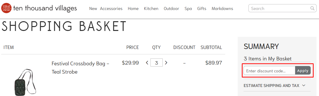 How do I use my Ten Thousand Villages discount code?