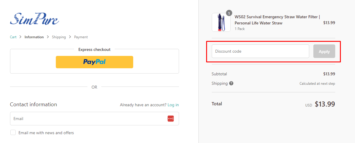 How do I use my SimPure discount code?