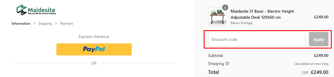How do I use my Maidesite discount code?