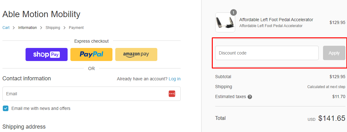 How do I use my Able Motion coupon code?