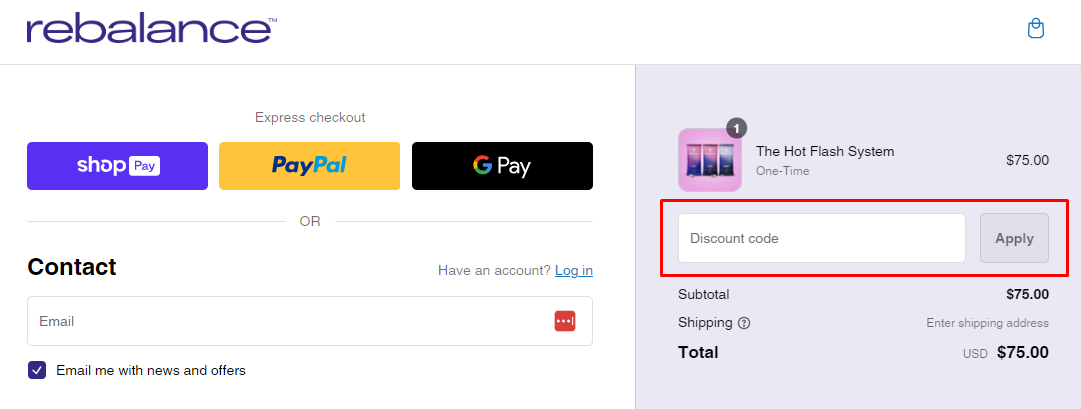 How do I use my Rebalance Health discount code?