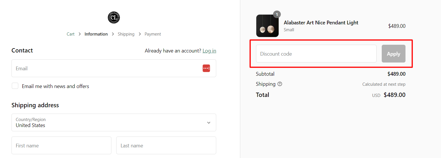 How do I use my Camilalamps discount code?