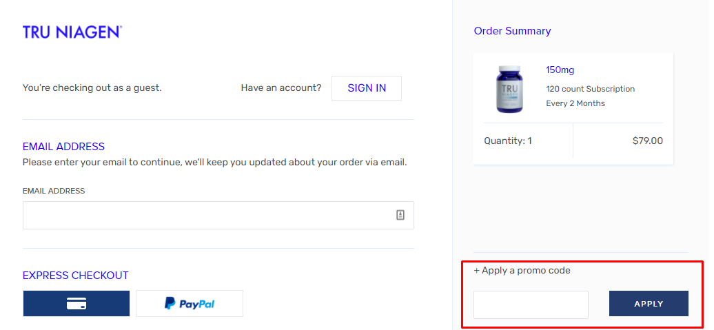 How do I use my Tru Niagen promo code?
