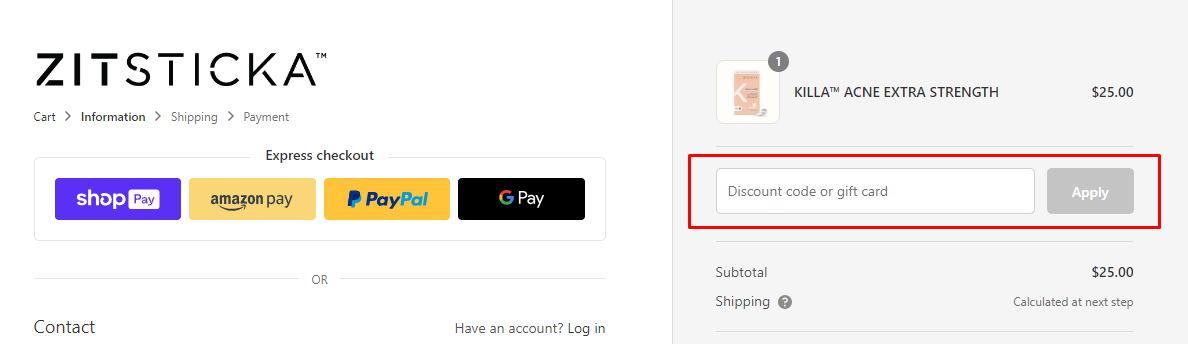 How do I use my ZitSticka discount Code?