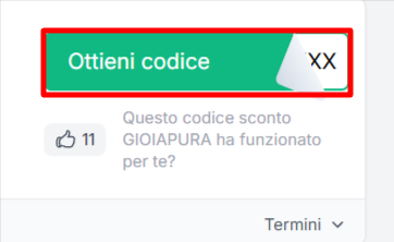 codice sconto GIOIAPURA presente nella lista da poter prelevare e utilizzare