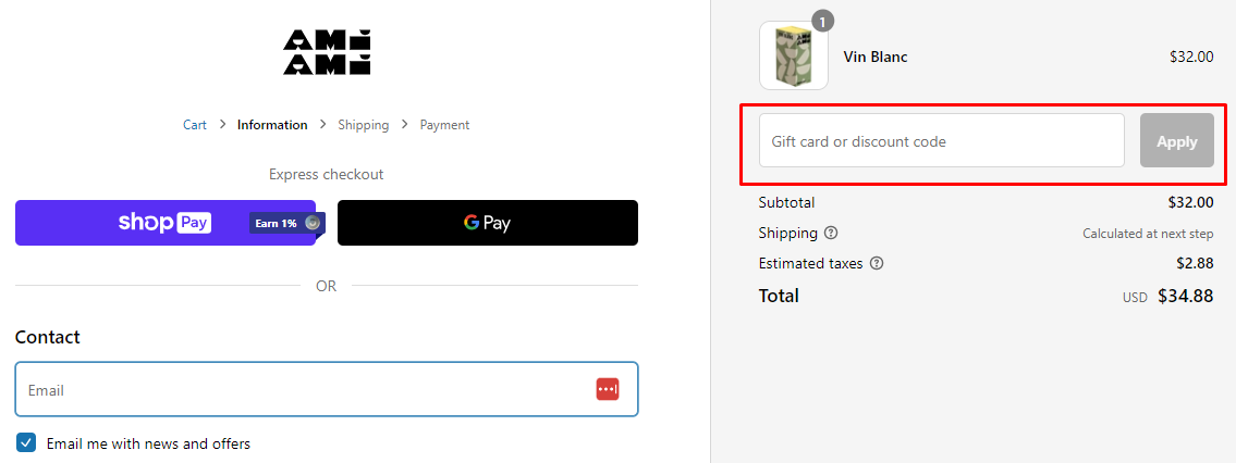 How do I use my Ami Ami discount code?