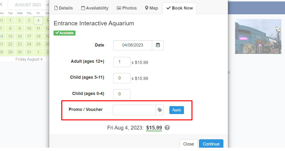 How do I use my Interactive Aquarium Cancun promo code?