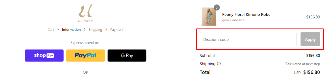 How do I use my Ulivary discount code?