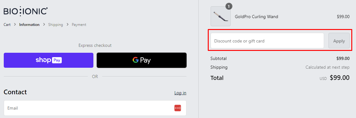 How do I use my BioIonic discount code?
