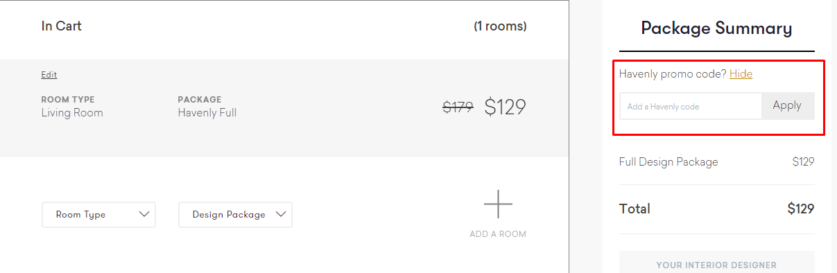 How do I use my Havenly promo code?