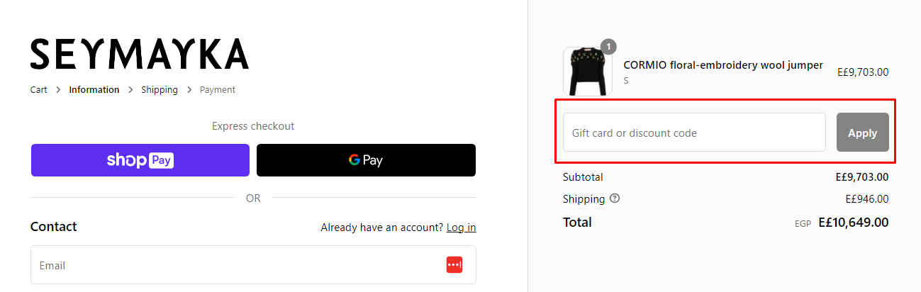 How do I use my SEYMAYKA discount code?