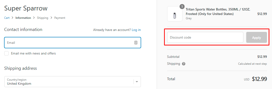 How do I use my Super Sparrow discount code?