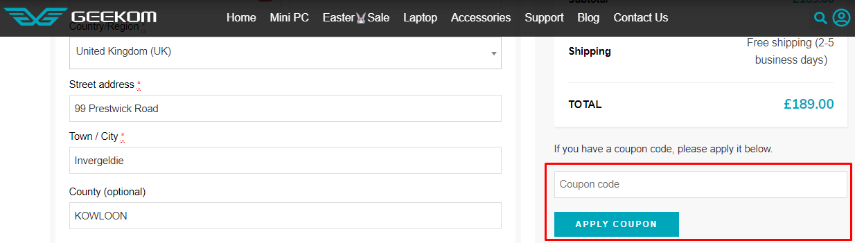 How do I use my GEEKOM coupon code?