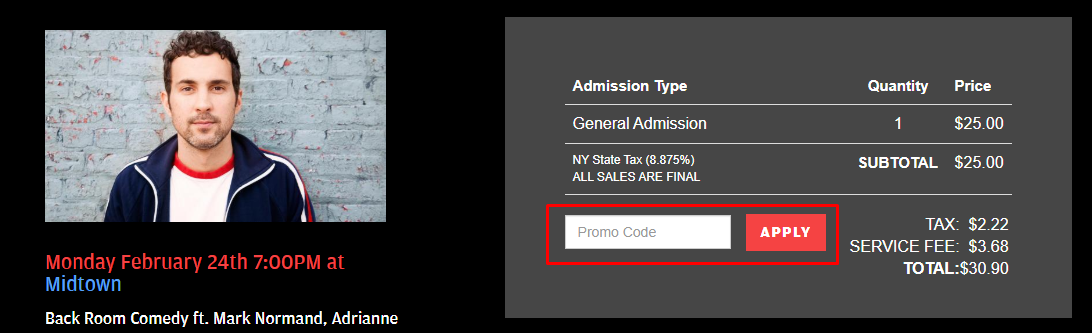 How do I use my Stand Up Tix discount code?