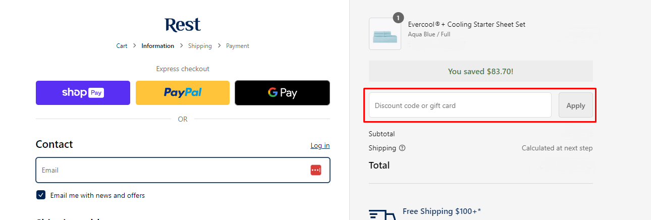 How do I use my Rest Duvet discount code?
