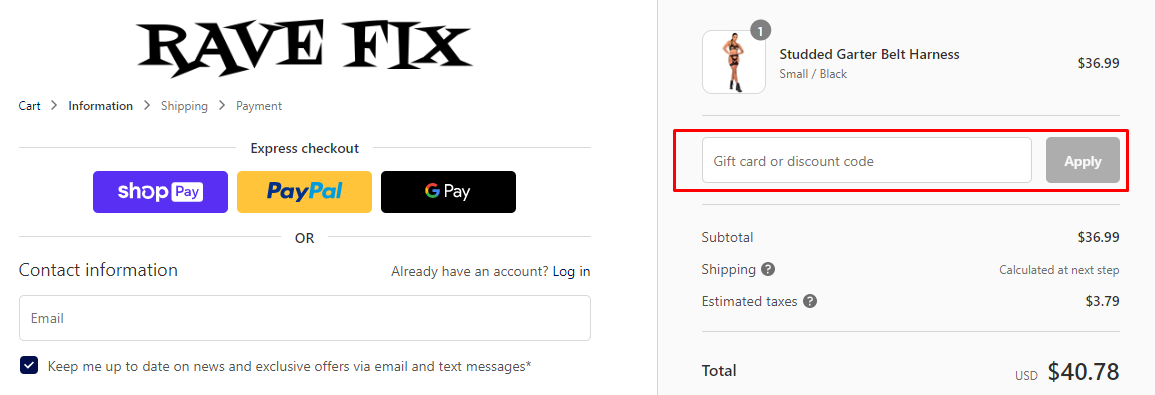 How do I use my Rave Fix discount code?