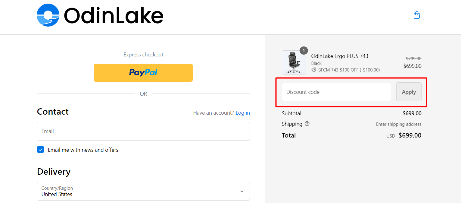 How do I use my Odinlake discount code?