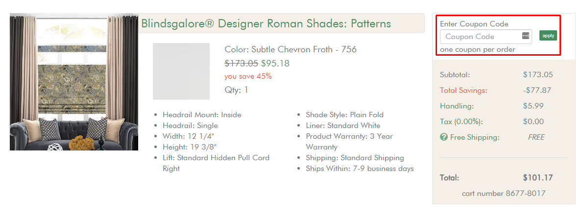 How do I use my Blindsgalore coupon code?